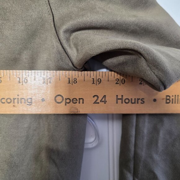 FDJ Faux Suede Boho Western Shirt Dress XS Olive Autumn Button-Down Pockets New - Picture 10 of 11